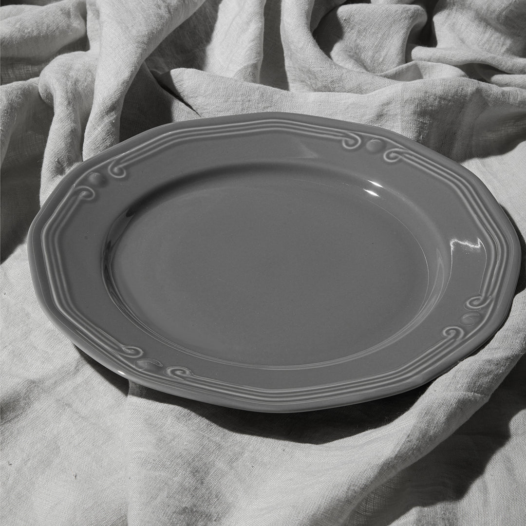 Πιάτο Ρηχό Athenee Πορσελάνινο Ανάγλυφο 27cm Grey Estia