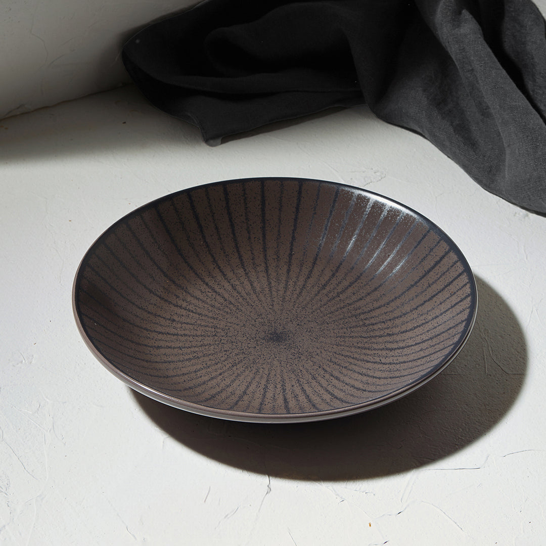 Πιάτο Βαθύ Ανθρακί με σχέδιο Πορσελάνινο 23cm Estia