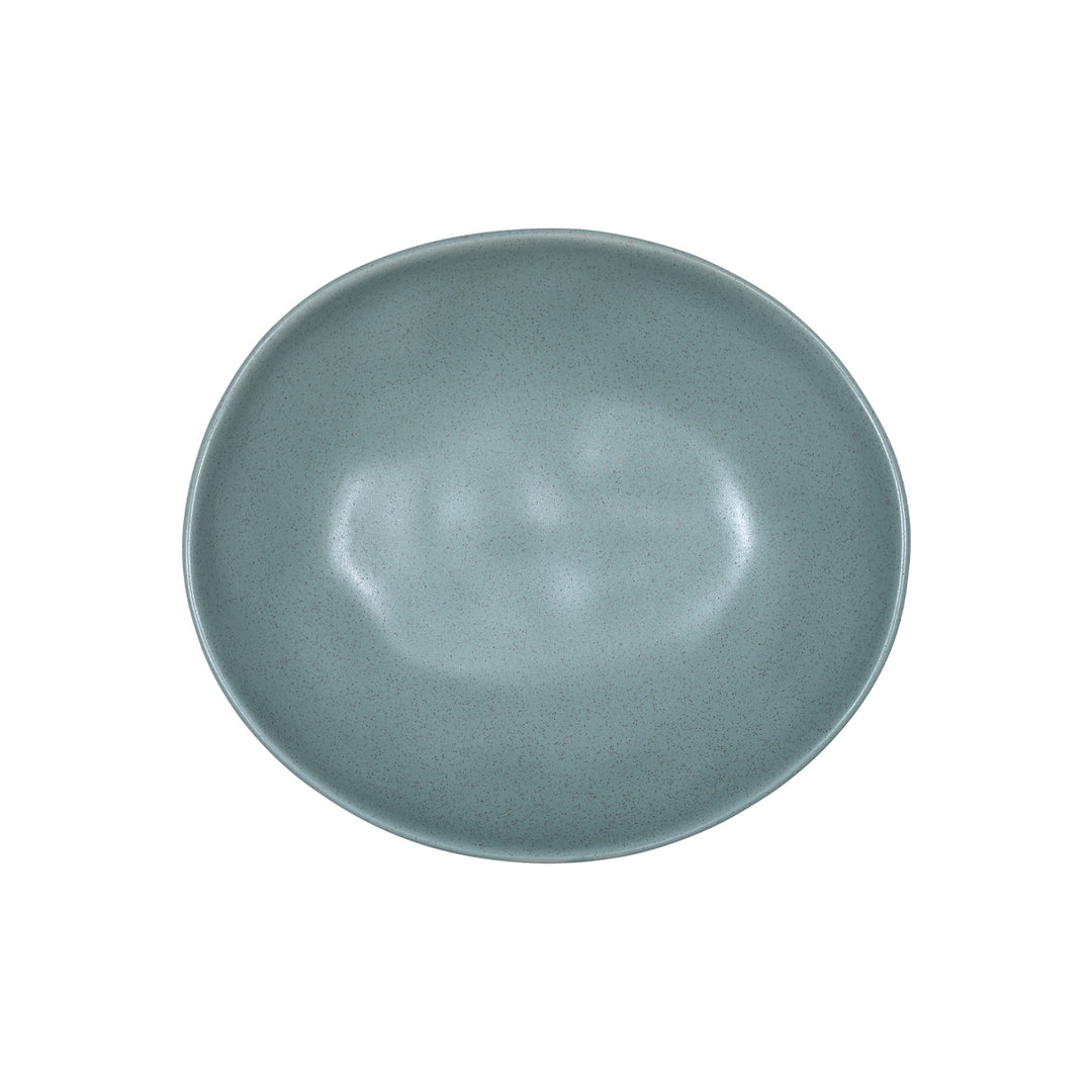Άποψη από πάνω του βαθιού πιάτου Mare teal, που αναδεικνύει την ακανόνιστη γραμμή και τη ματ επιφάνεια.