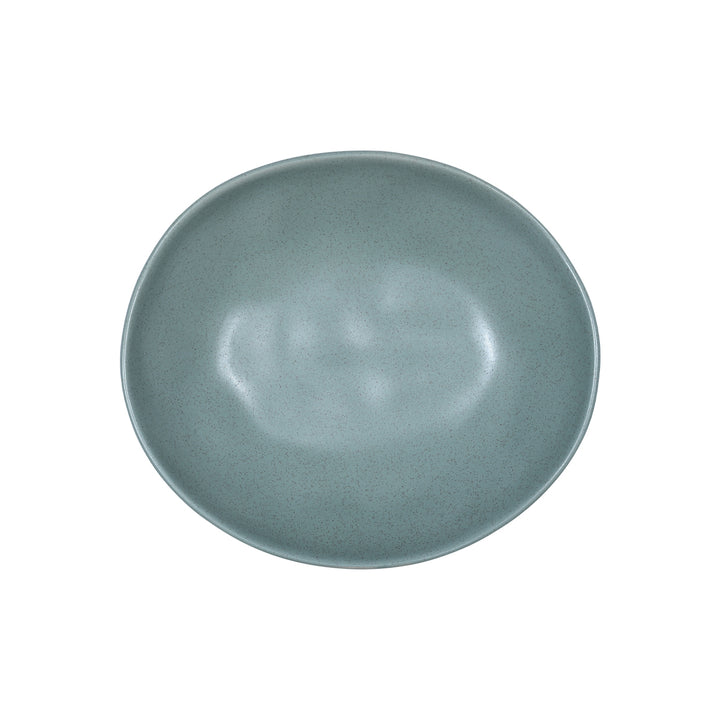 Άποψη από πάνω του βαθιού πιάτου Mare teal, που αναδεικνύει την ακανόνιστη γραμμή και τη ματ επιφάνεια.