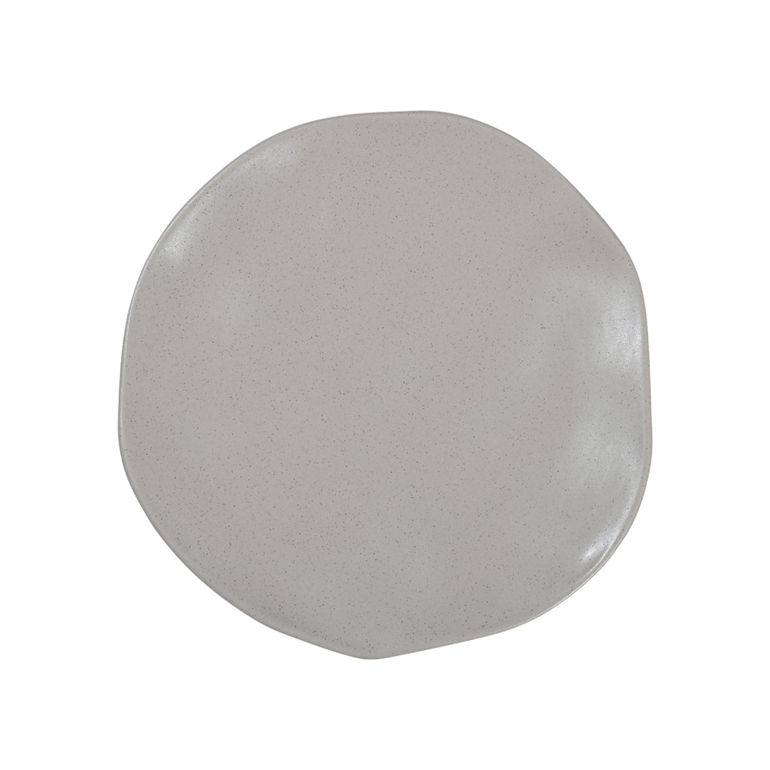 Πιάτο ρηχό Mare stoneware διάστασης 22cm της εταιρείας Estia, σε ανοιχτό γκρι χρώμα με διακριτικό πουά εφέ, φωτογραφημένο από πάνω.