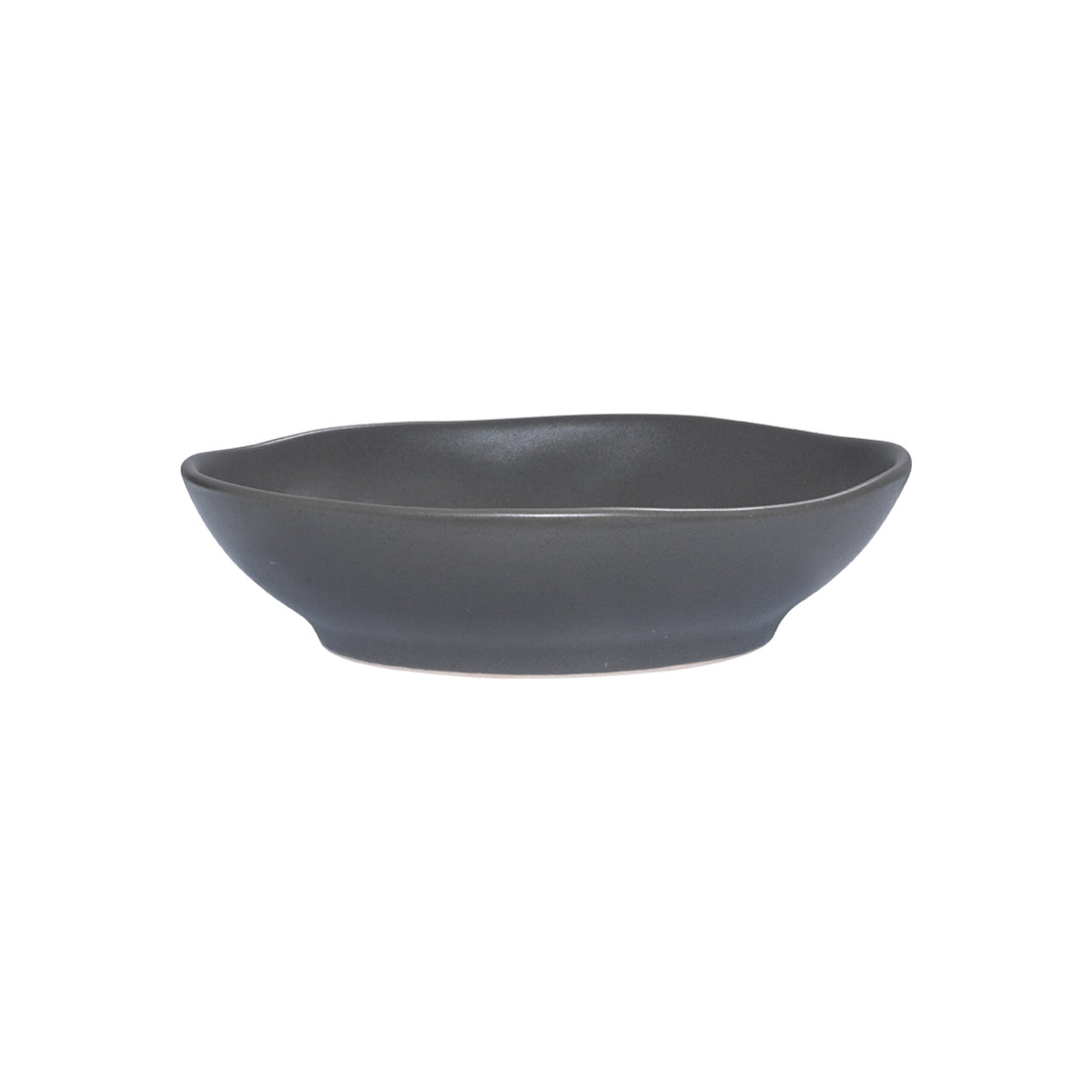 Πιάτο βαθύ από stoneware της Estia σε γραφίτη χρώμα με ακανόνιστο σχήμα και ματ υφή.