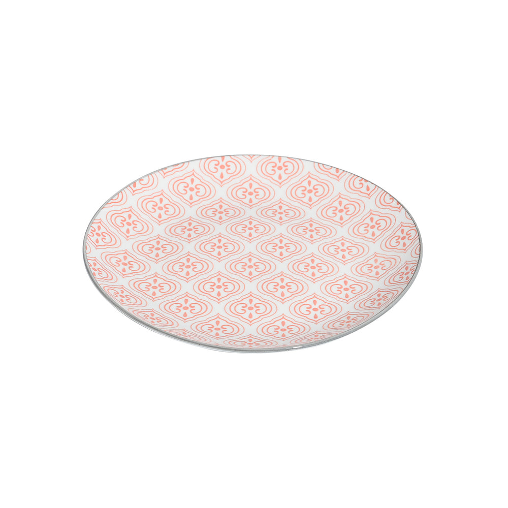 Πιάτο Ρηχό Κοραλί-Λευκό Antique Πορσελάνινο 19cm Estia