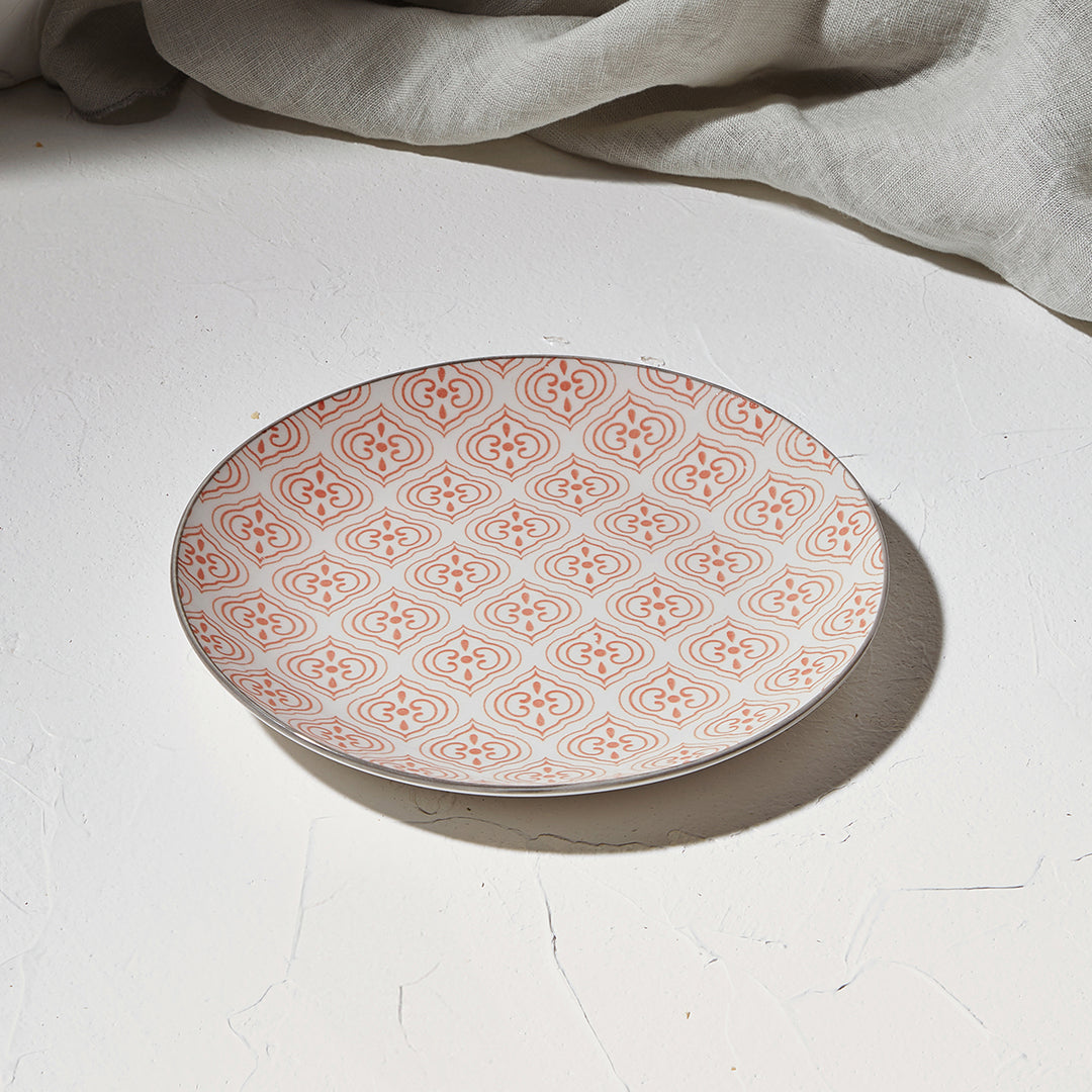 Πιάτο Ρηχό Κοραλί-Λευκό Antique Πορσελάνινο 19cm Estia