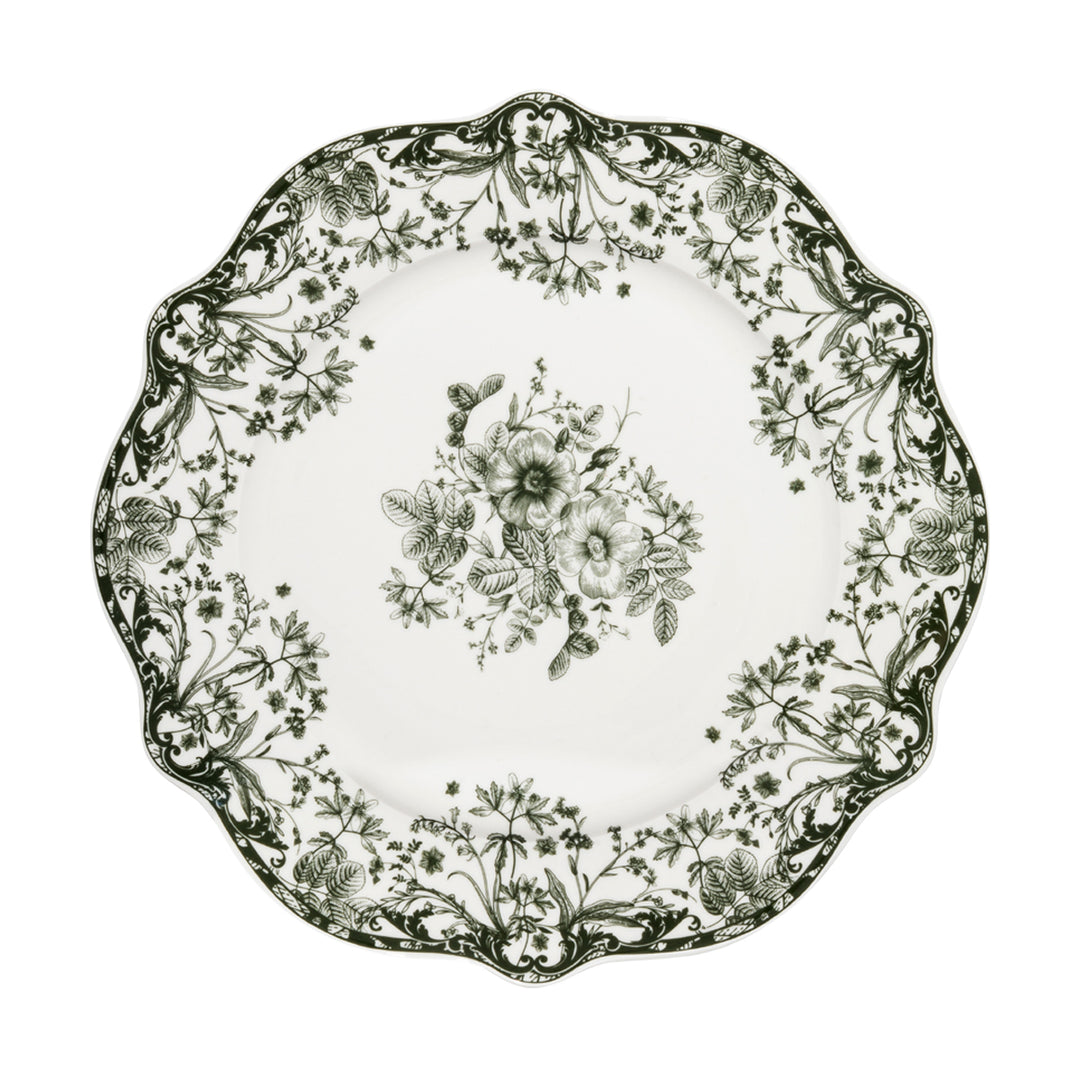 Πιάτο Ρηχό Λευκό με Πράσινα Λουλούδια Πορσελάνινο 27cm Estia
