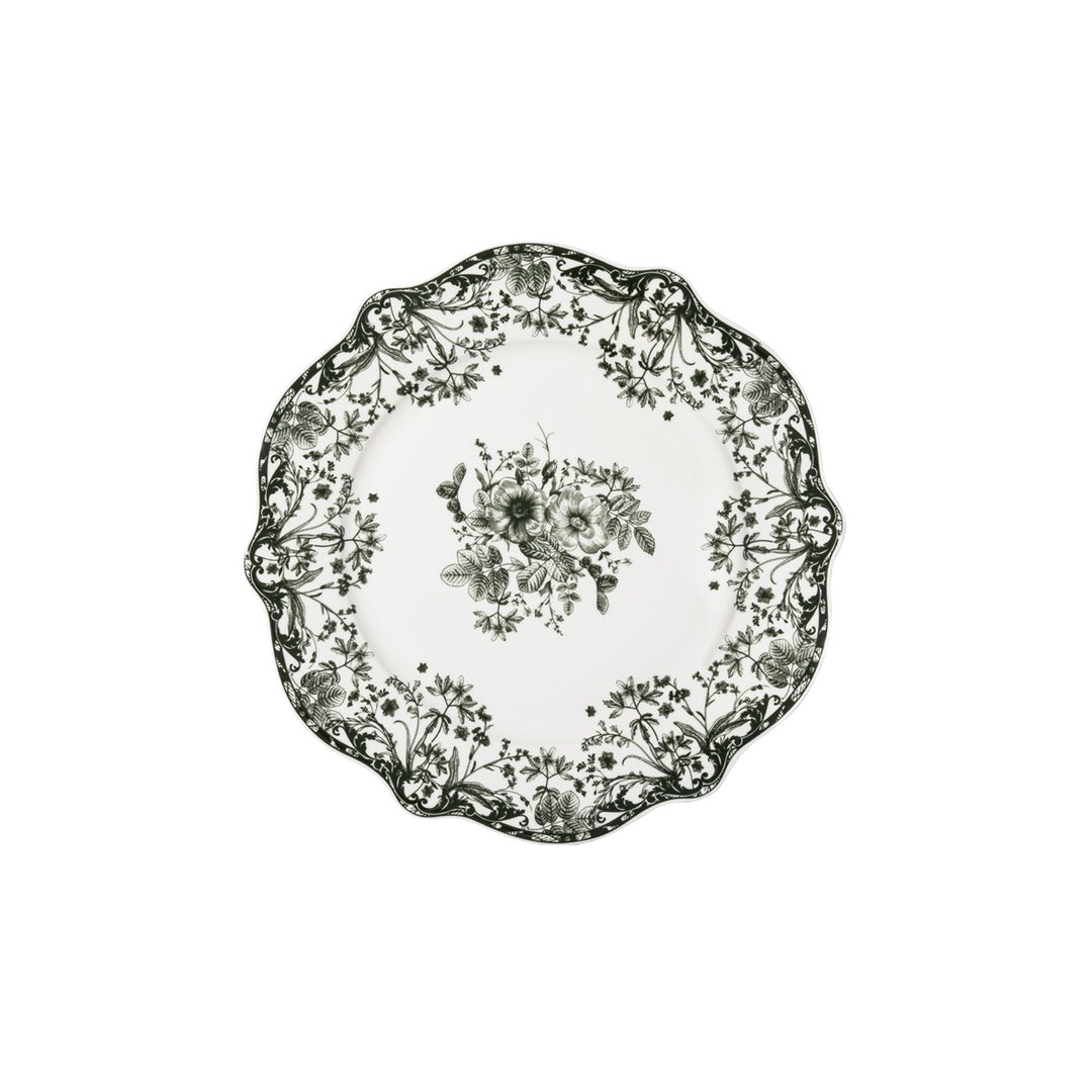 Πιάτο Ρηχό Λευκό με Πράσινα Λουλούδια Πορσελάνινο 19cm Estia