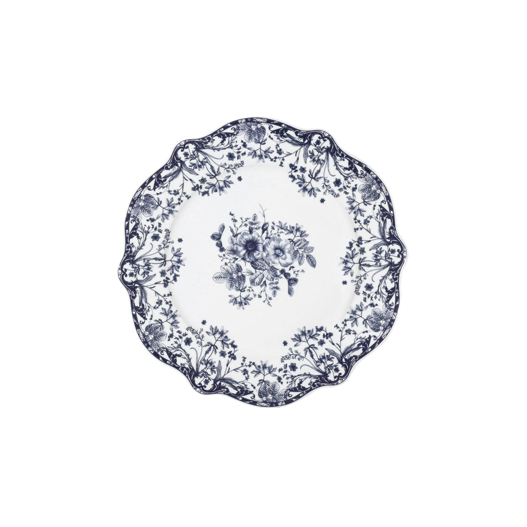 Πιάτο Ρηχό Λευκό με Μπλε Λουλούδια Πορσελάνινο 19cm Estia