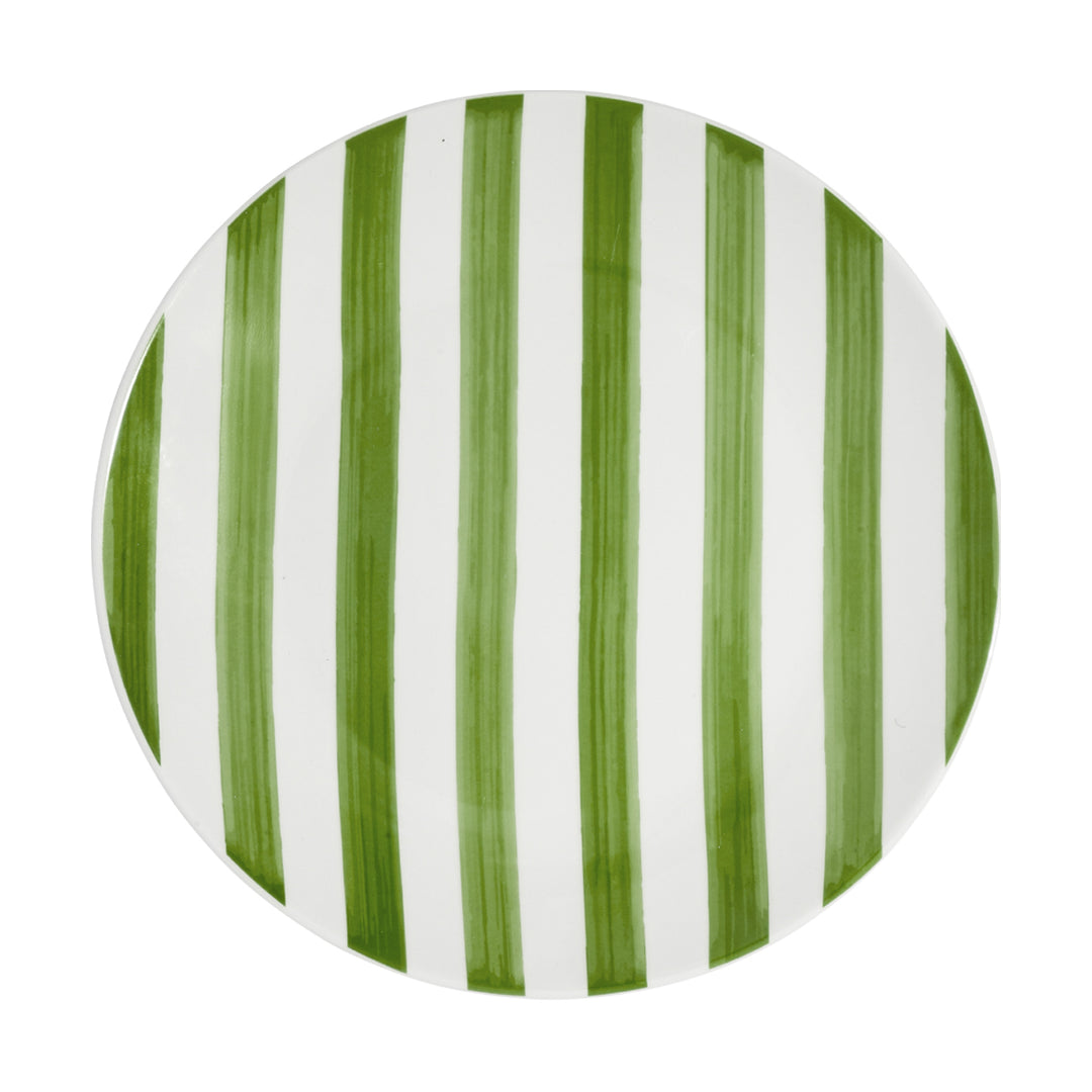 Πιάτο Ρηχό Πράσινο-Λευκό με Ριγέ Σχέδιο Πορσελάνινο 27cm Estia