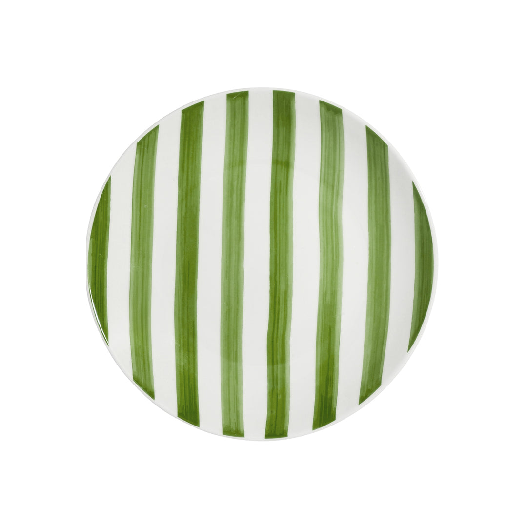 Πιάτο Ρηχό Πράσινο-Λευκό με Ριγέ Σχέδιο Πορσελάνινο 20cm Estia