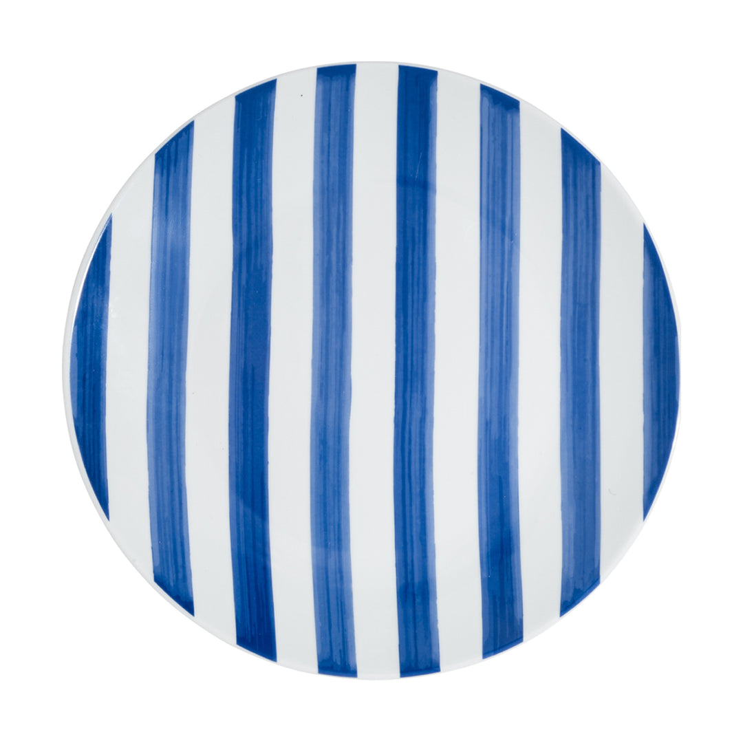 Πιάτο Ρηχό Μπλε-Λευκό με Ριγέ Σχέδιο Πορσελάνινο 27cm Estia