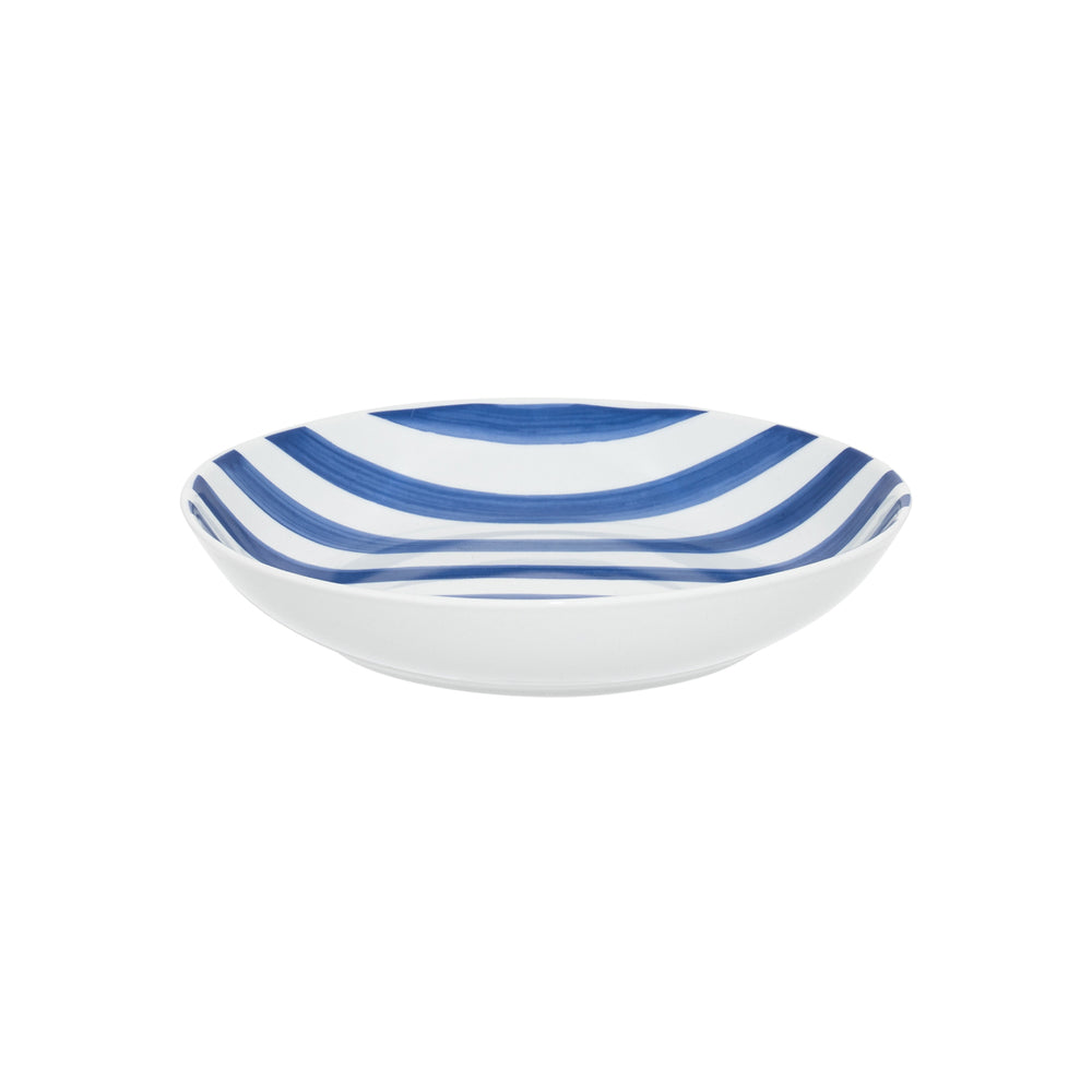 Πιάτο Βαθύ Μπλε-Λευκό με Ριγέ Σχέδιο Πορσελάνινο 20cm Estia
