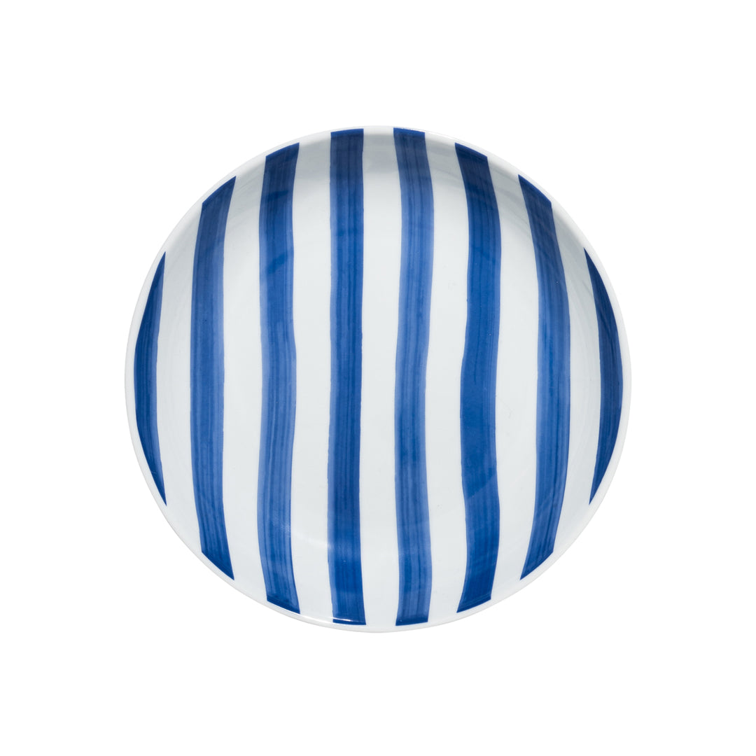 Πιάτο Βαθύ Μπλε-Λευκό με Ριγέ Σχέδιο Πορσελάνινο 20cm Estia