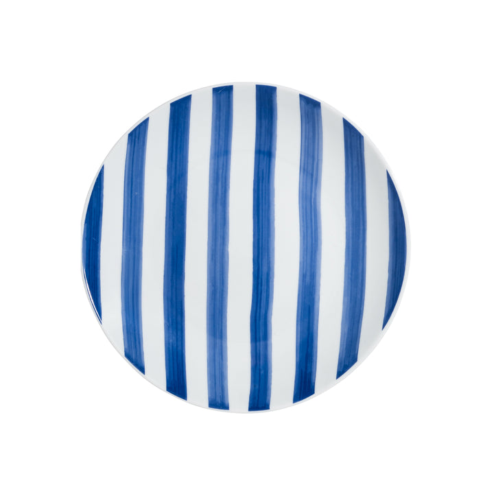 Πιάτο Ρηχό Μπλε-Λευκό με Ριγέ Σχέδιο Πορσελάνινο 20cm Estia