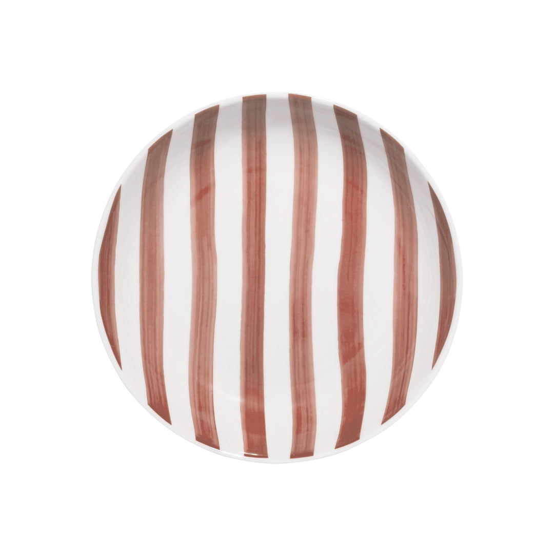 Πιάτο Βαθύ Ροζ-Λευκό με Ριγέ Σχέδιο Πορσελάνινο 20cm Estia