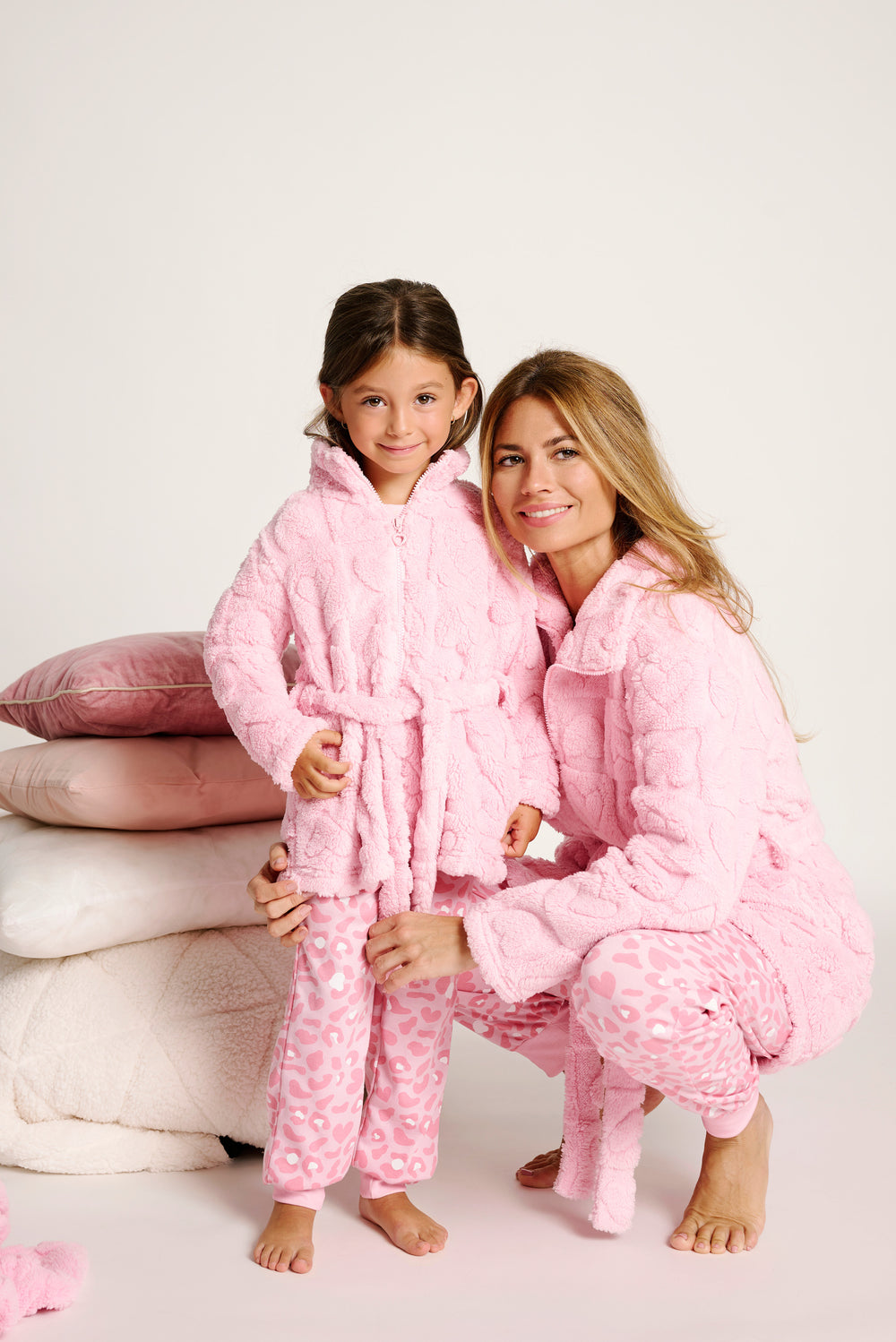 Παιδική Ρόμπα Ροζ με Καρδιές και Φερμουάρ Fleece Muy Demi από 10 έως 16 ετών