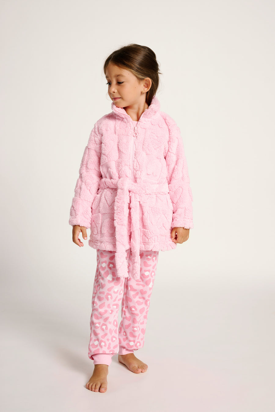 Παιδική Ρόμπα Ροζ με Καρδιές και Φερμουάρ Fleece Muy Demi από 10 έως 16 ετών