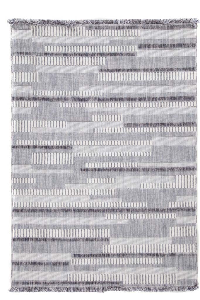 Χαλί Γκρι-Λευκό Με Γραμμικό Σχέδιο & Κρόσσι Broadway Royal Carpet 200Χ290cm (5676A)