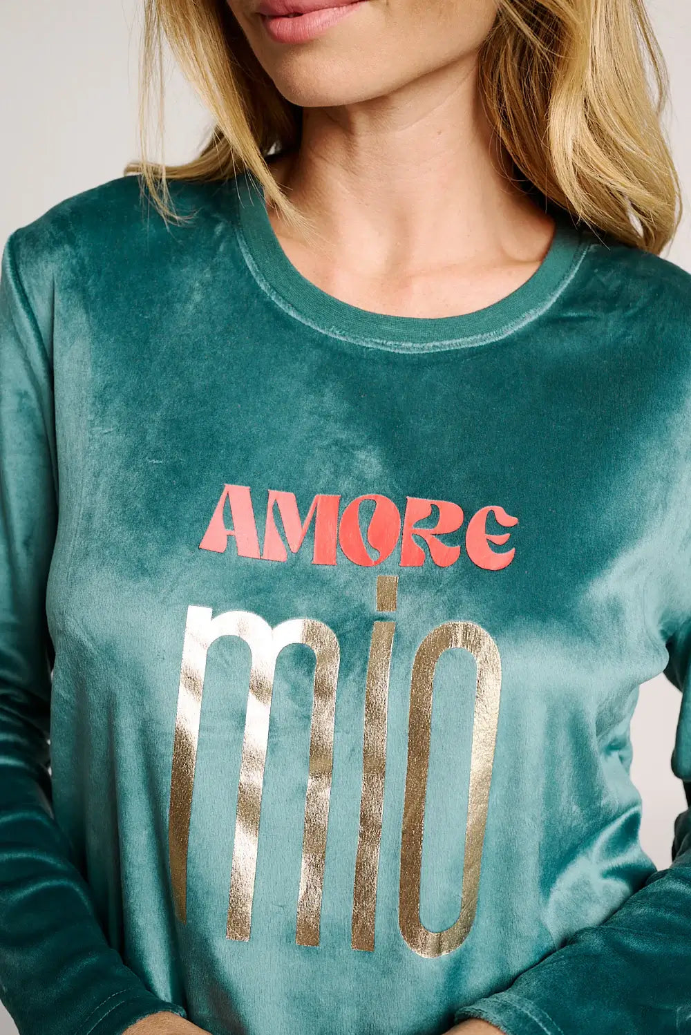 Γυναικεία Πιτζάμα Κυπαρισσί Βελούδινη "Amore Mio" Muy Demi