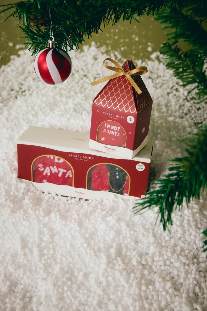 Γυναικείες Χριστουγεννιάτικες Κάλτσες Κόκκινες με Σχέδια Σετ 2 Ζευγάρια Ysabell Mora