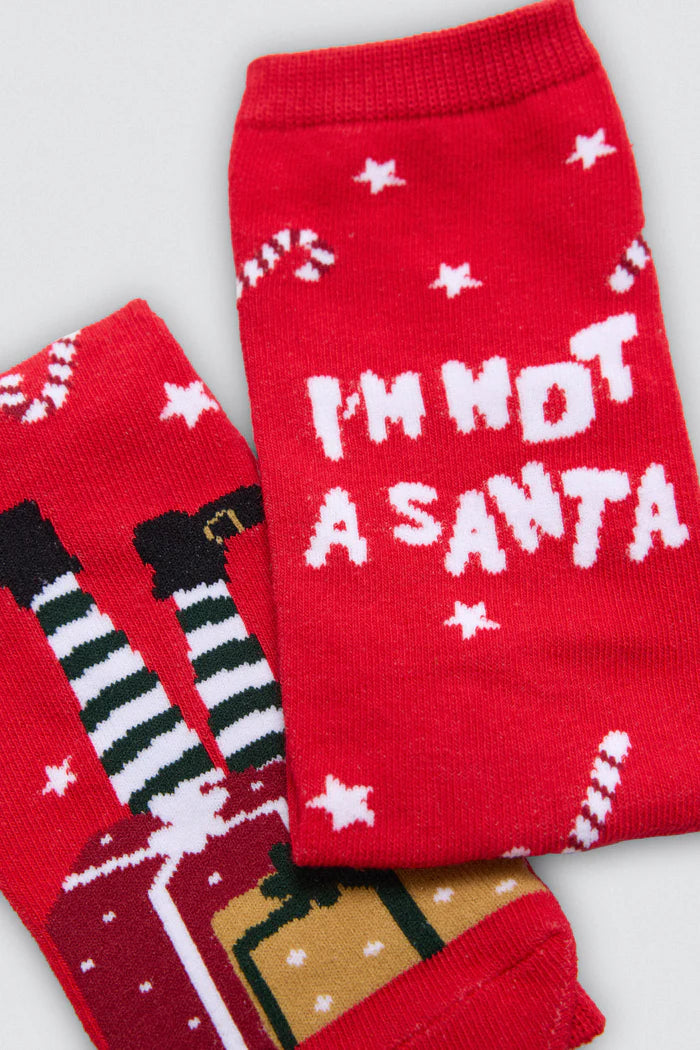 Γυναικείες Χριστουγεννιάτικες Κάλτσες Κόκκινες με Σχέδια Σετ 2 Ζευγάρια Ysabell Mora