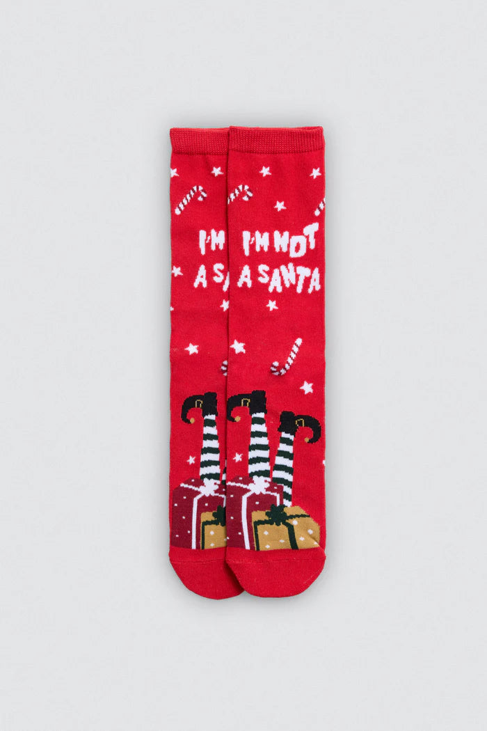 Γυναικείες Χριστουγεννιάτικες Κάλτσες Κόκκινες με Σχέδια Σετ 2 Ζευγάρια Ysabell Mora