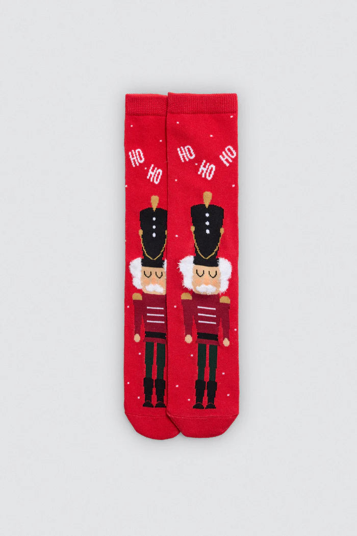 Γυναικείες Χριστουγεννιάτικες Κάλτσες Κόκκινες με Σχέδια Σετ 2 Ζευγάρια Ysabell Mora