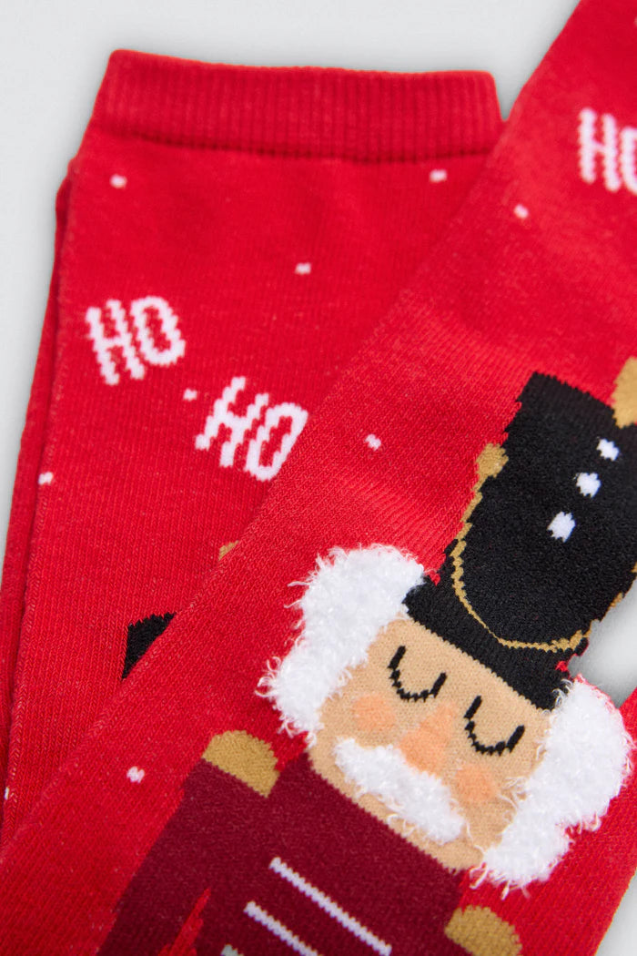 Γυναικείες Χριστουγεννιάτικες Κάλτσες Κόκκινες με Σχέδια Σετ 2 Ζευγάρια Ysabell Mora