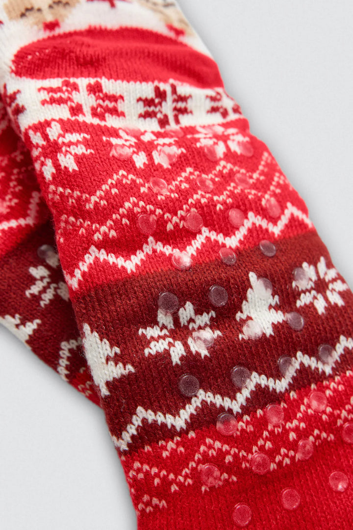 Γυναικείες Χριστουγεννιάτικες Κάλτσες Κόκκινες Αντιολισθητικές με Γούνα Ysabell Mora