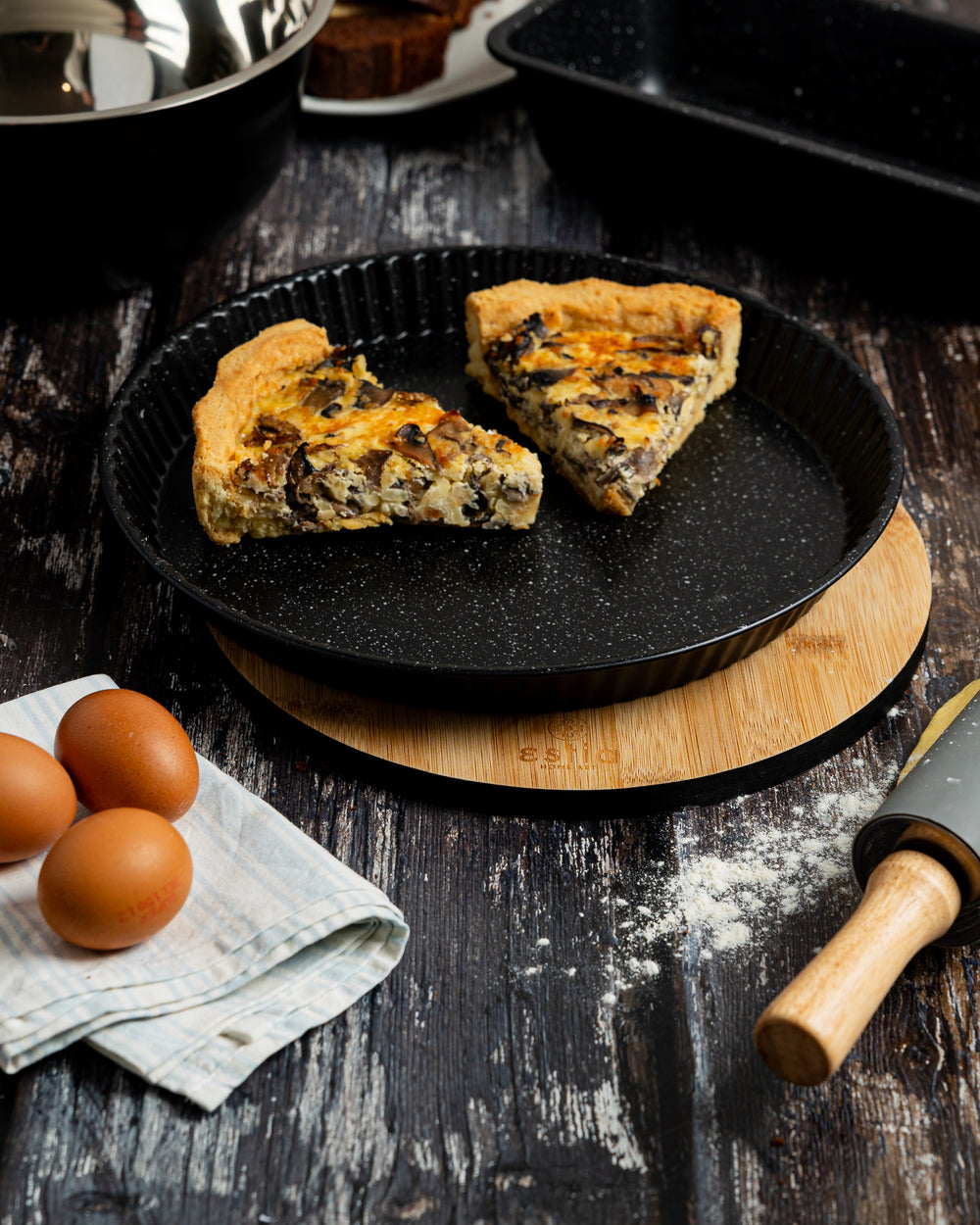 Ταψί Τάρτας Στρογγυλό Αντικολλητικό 1.7lt Ανθρακούχου Χάλυβα 31x3cm Estia