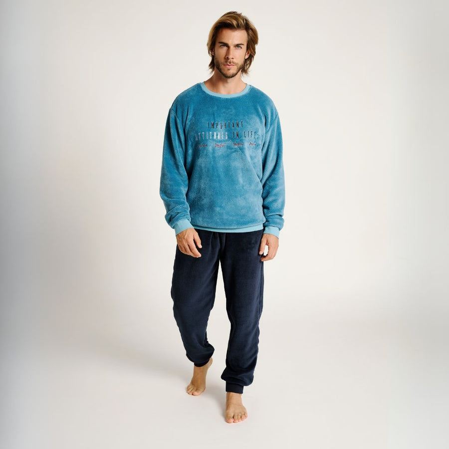 Ανδρική Πιτζάμα Μπλε Fleece Muy Demi