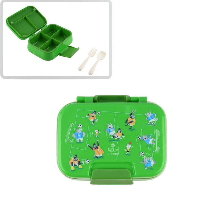 Τάπερ Estia Παιδικό 2 Επιπέδων Με Κουτάλι Και Πιρούνι 1030ml Πράσινο Jungle Kick
