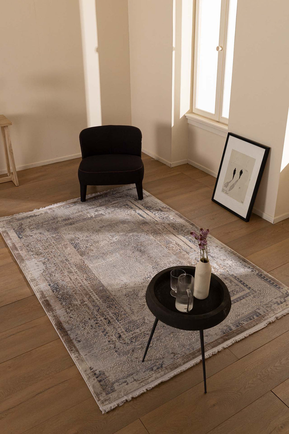 Vintage Στρογγυλό Χαλί Γκρι-Μπεζ Πολυεστερικό Allure Royal Carpet 1.60X1.60 (17496)