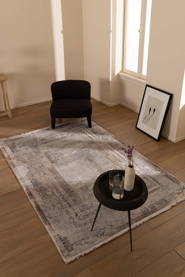 Vintage Στρογγυλό Χαλί Γκρι-Μπεζ Πολυεστερικό Allure Royal Carpet 1.60X1.60 (17496)