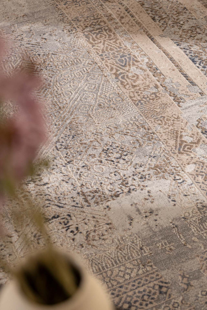 Vintage Στρογγυλό Χαλί Γκρι-Μπεζ Πολυεστερικό Allure Royal Carpet 1.60X1.60 (17496)