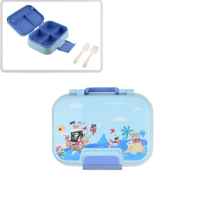 Τάπερ Estia Παιδικό 2 Επιπέδων Με Κουτάλι Και Πιρούνι 1030ml Μπλε Treasure Quest