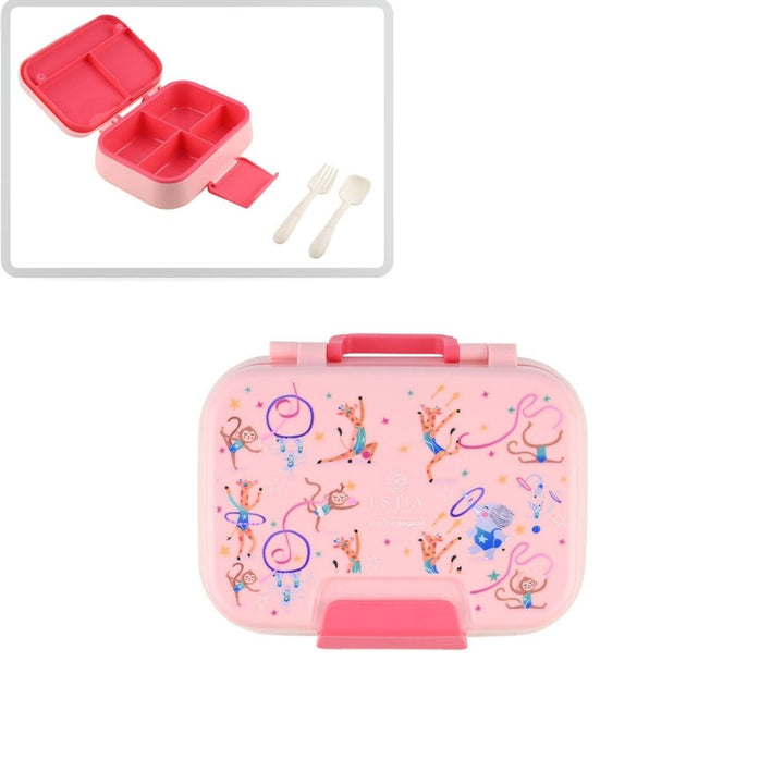 Τάπερ Estia Παιδικό 2 Επιπέδων Με Κουτάλι Και Πιρούνι 1030ml Ροζ Wild Stunts
