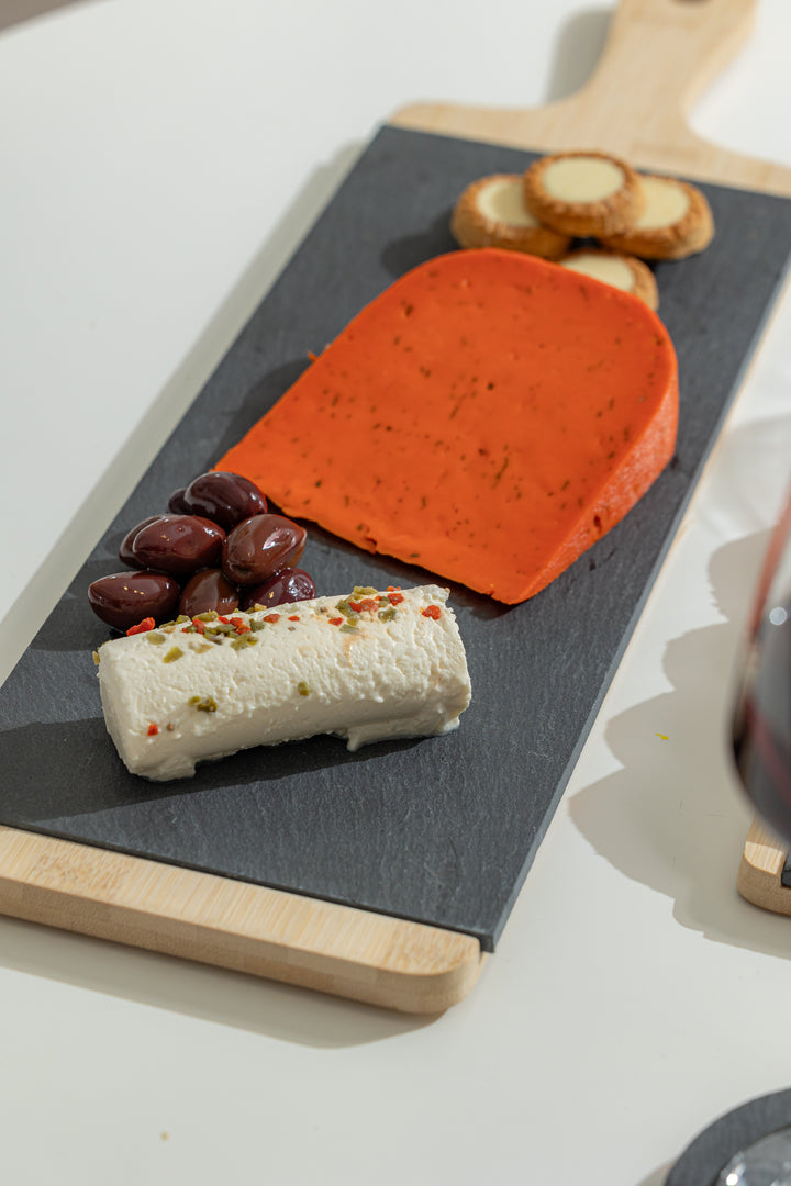 Πλατώ Σερβιρίσματος Σχιστόλιθου Με Ξύλινη Βάση Estia 55X15cm