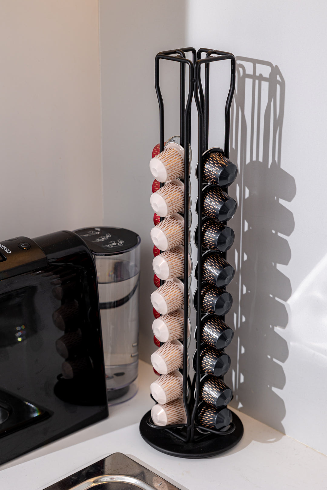 Βάση Για Κάψουλες Espresso Περιστρεφόμενη Μεταλλική Μαύρη 40 Θέσεων Estia