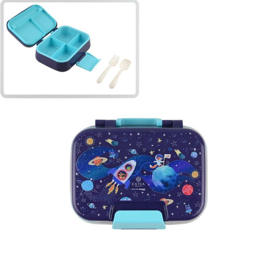 Τάπερ Estia Παιδικό 2 Επιπέδων Με Κουτάλι Και Πιρούνι 1030ml Μπλε Solar Jump