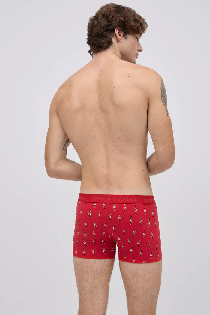 Ανδρικό Σετ Κάλτσες-Boxer Χριστουγεννιάτικο Κόκκινο Με Καρυοθραύστες Ysabell Mora