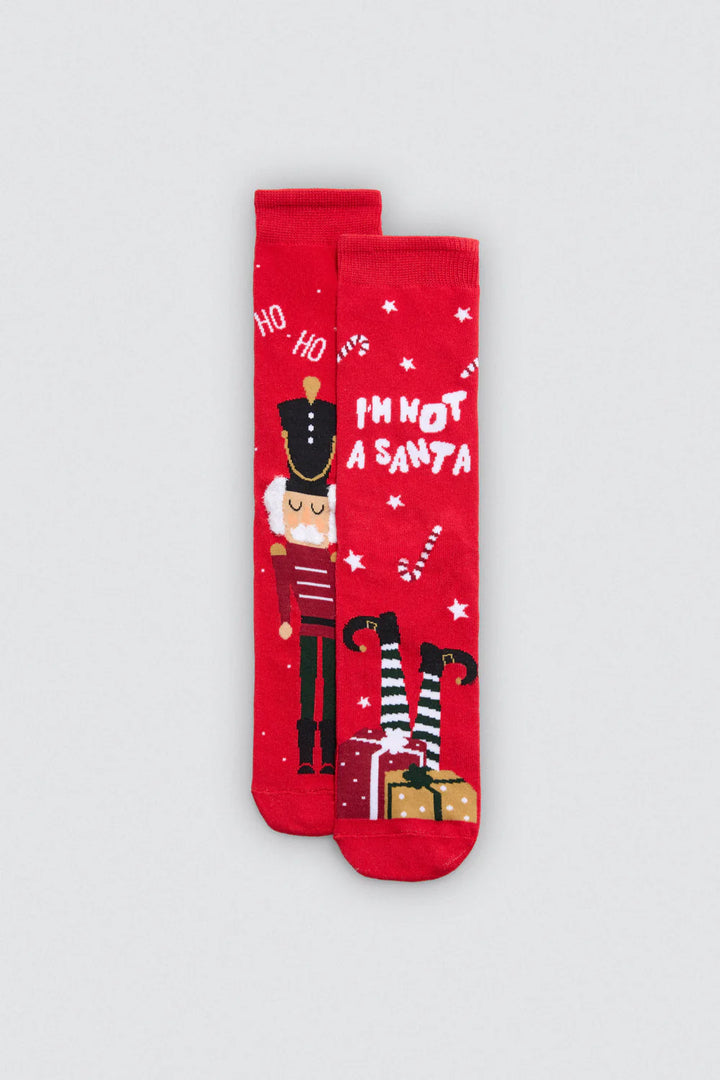 Ανδρικές Χριστουγεννιάτικες Κάλτσες Κόκκινες με Σχέδια Σετ Ζευγάρια Ysabell Mora