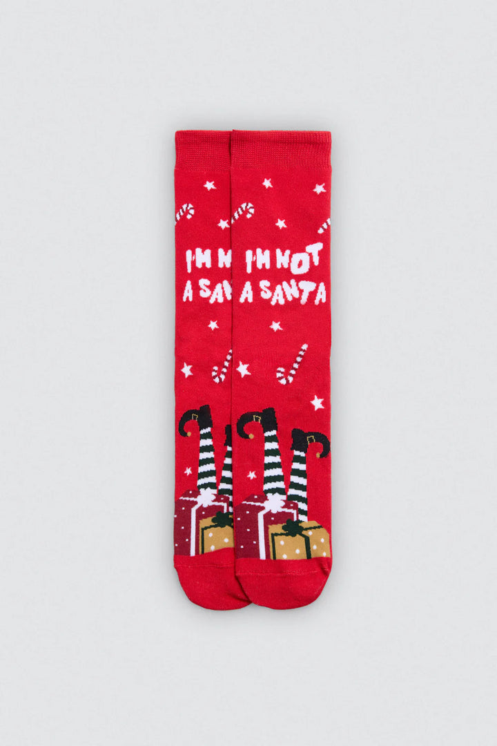 Ανδρικές Χριστουγεννιάτικες Κάλτσες Κόκκινες με Σχέδια Σετ Ζευγάρια Ysabell Mora