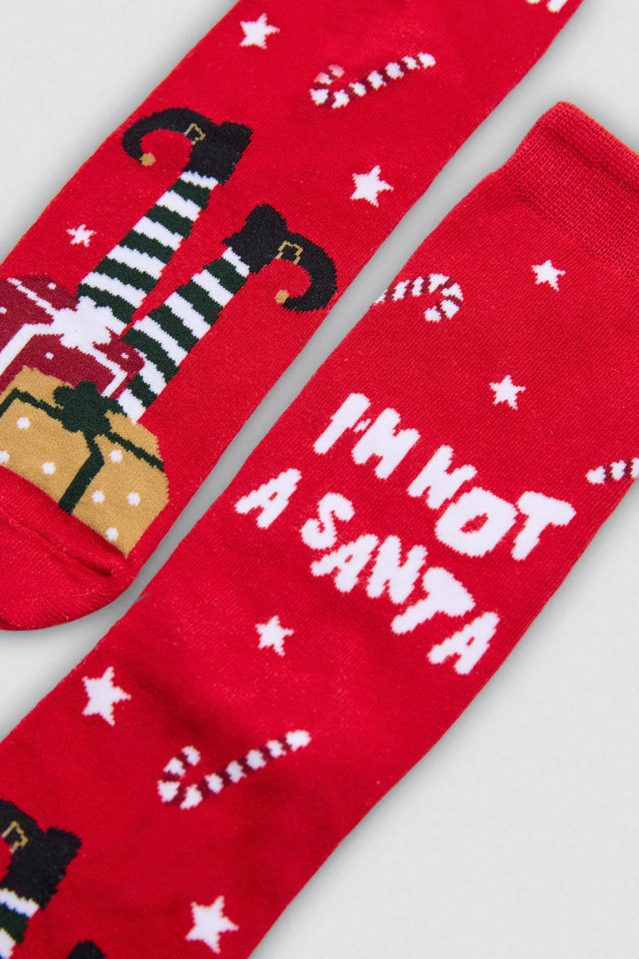 Ανδρικές Χριστουγεννιάτικες Κάλτσες Κόκκινες με Σχέδια Σετ Ζευγάρια Ysabell Mora