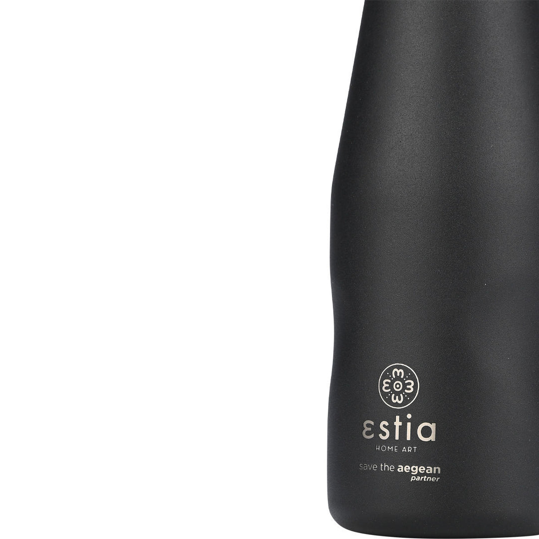 Estia Μπουκάλι Θερμός Save The Aegean Μαύρο Midnight Black Travel Flask