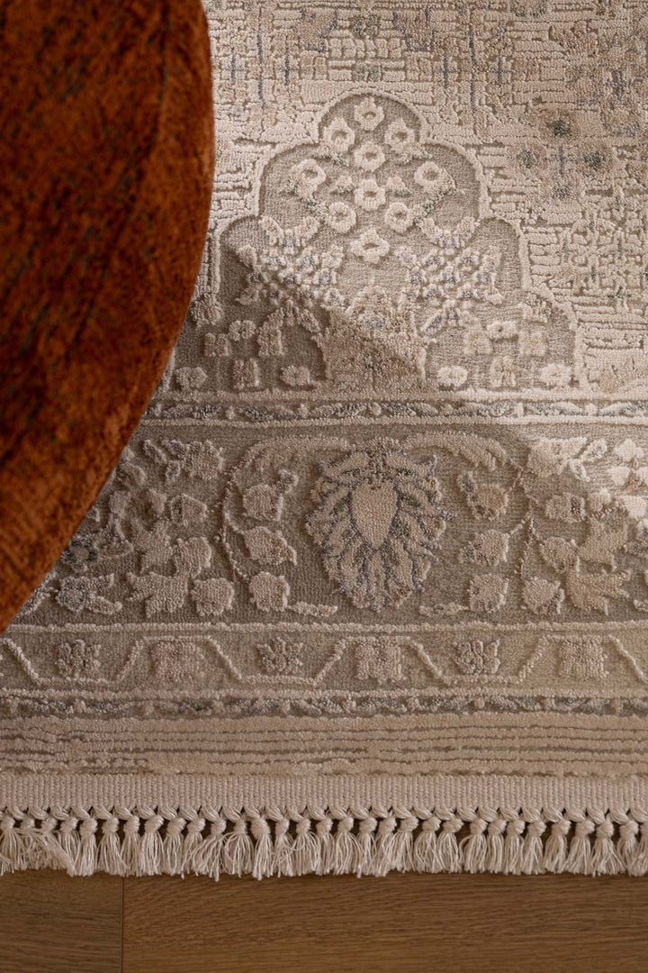 Vintage Στρογγυλό Χαλί Γκρι-Μπεζ Πολυεστερικό Allure Royal Carpet 1.60Χ1.60 (36478)