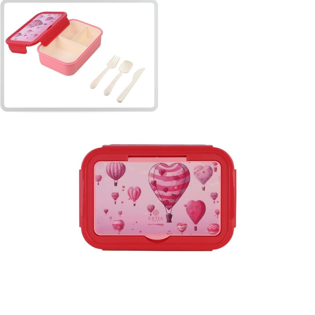 Τάπερ Estia Παιδικό Με 3 Αποσπώμενες Θήκες 1400ml Ροζ Love Ascend