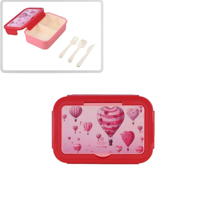 Τάπερ Estia Παιδικό Με 3 Αποσπώμενες Θήκες 1400ml Ροζ Love Ascend