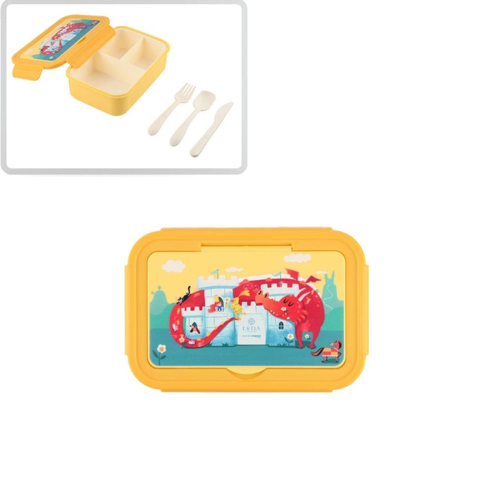 Τάπερ Estia Παιδικό Με 3 Αποσπώμενες Θήκες 1400ml Κίτρινο Fortress Dragon