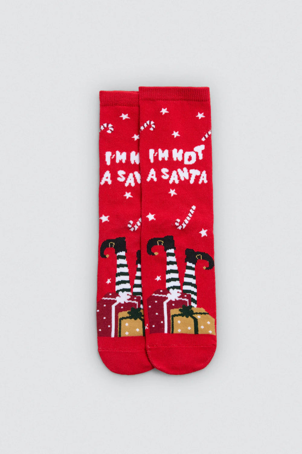 Unisex Παιδικές Χριστουγεννιάτικες Κάλτσες Κόκκινες με Σχέδια Σετ 2 Ζευγάρια Ysabell Mora