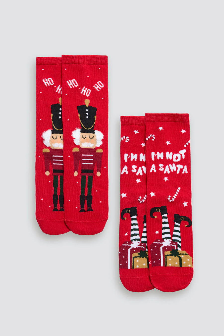 Unisex Παιδικές Χριστουγεννιάτικες Κάλτσες Κόκκινες με Σχέδια Σετ 2 Ζευγάρια Ysabell Mora